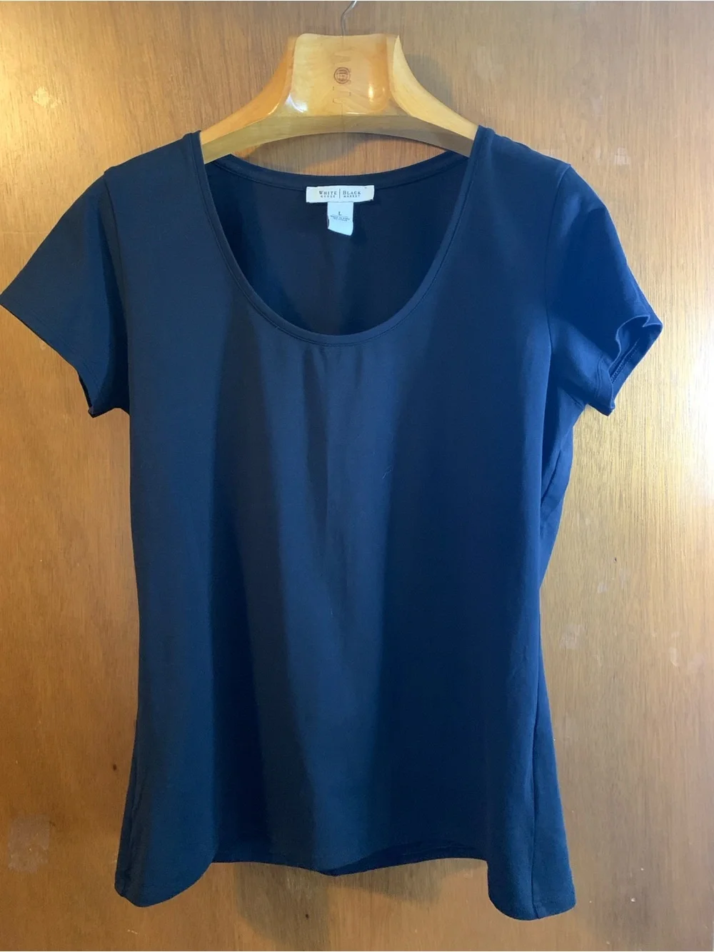 White House Black Market Black Scoop Neck Short Sleeve Top